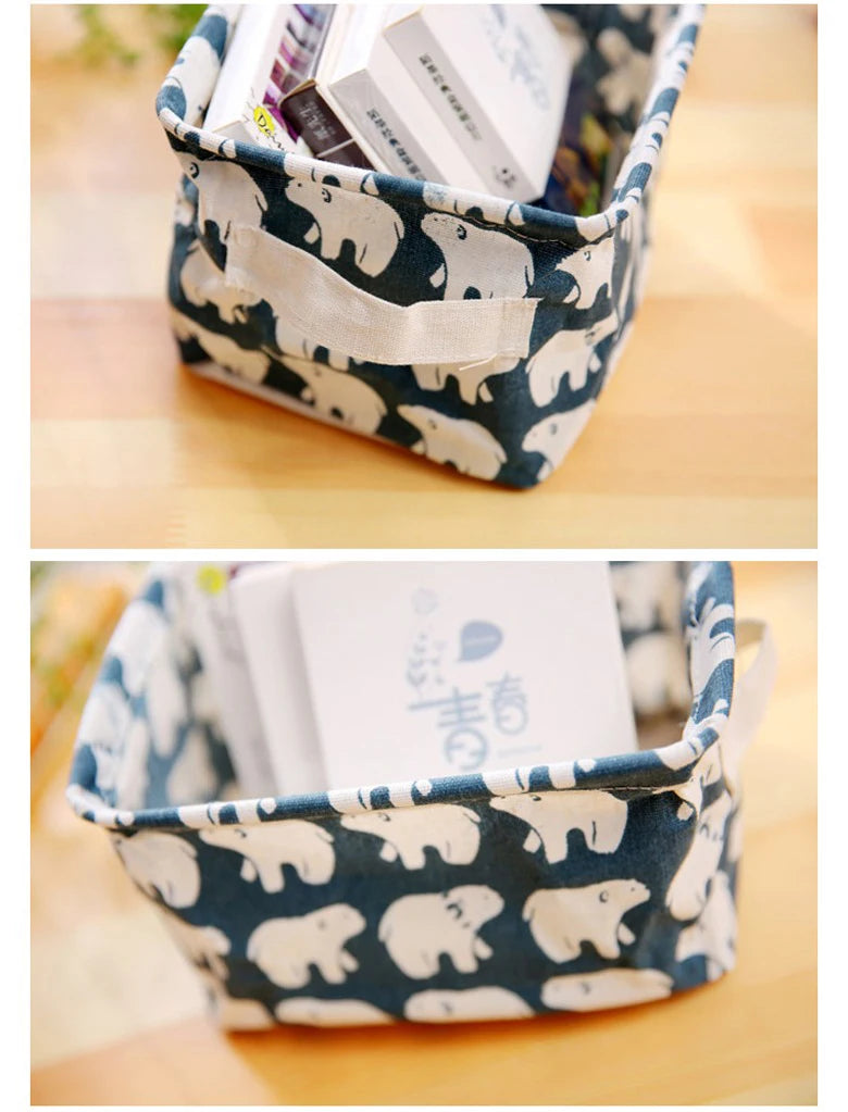 Canvas Fabric Basket with Handle