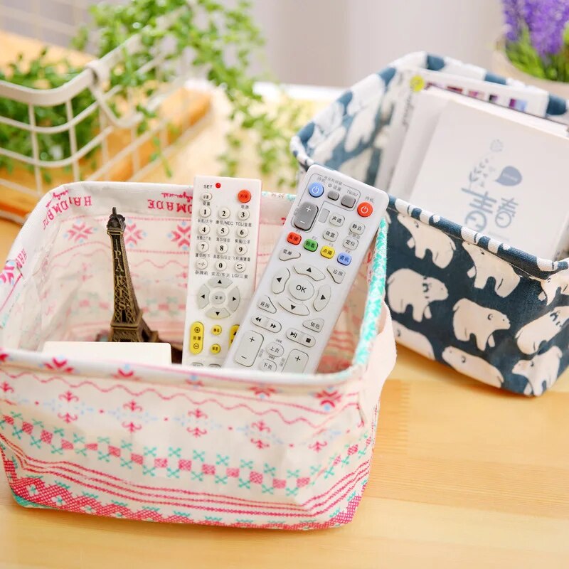 Canvas Fabric Basket with Handle